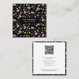 ブラックカラフル80年代80年代のレトロパーティープランナー スクエア名刺