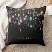 ブラックカラフルID1035のBoho Gems クッション (ブランケット)