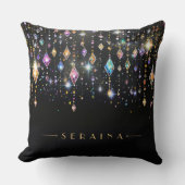 ブラックカラフルID1035のBoho Gems クッション (正面)