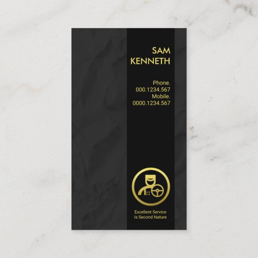 ブラックカラムブラック紙折り目グランジ運転手 名刺 (裏面)