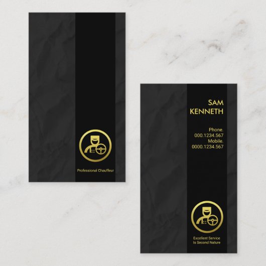 ブラックカラムブラック紙折り目グランジ運転手 名刺 (正面/裏面)