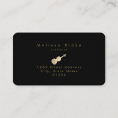 ブラックカラーのバイオリニストピンクの水色 名刺 (裏面)