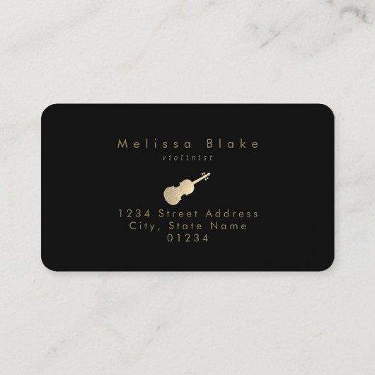 ブラックカラーのバイオリニストピンクの水色 名刺 (裏面)