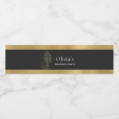 ブラックカラーエレガントゴールデンラベンダーフローラ ペットボトルラベル (シングルラベル)