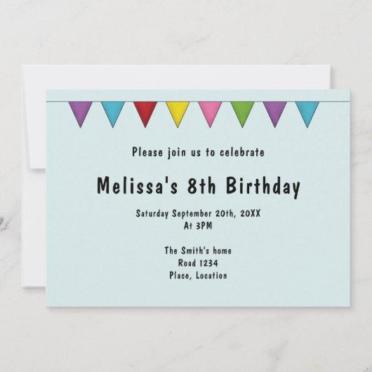 ブラックカラーパグかわいい漫画の犬のカラフル誕生日 招待状 (裏面)