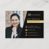 ブラックカラービジネスカード、マスキング写真テンプレート 名刺 (裏面)