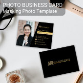 ブラックカラービジネスカード、マスキング写真テンプレート 名刺