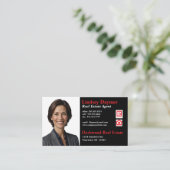 ブラックカラーブロックフォト実在エステート 名刺 (スタンド正面)