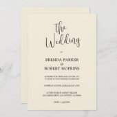 ブラックカリグラフィオンベージュ結婚式招待状 招待状 (正面/裏面)