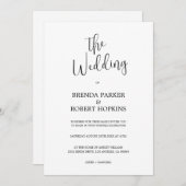 ブラックカリグラフィオンホワイト結婚式招待状 招待状 (正面/裏面)