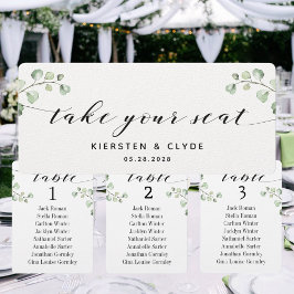 ブラックカリグラフィーグリーンエリー 席にお座りください トップカード 招待状