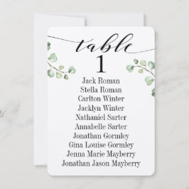 ブラックカリグラフィーグリーン シーティングチャートカード10 招待状