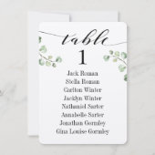 ブラックカリグラフィーグリーン シーティングチャートカード8 招待状 (正面)