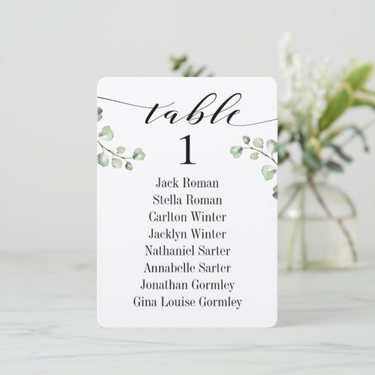 ブラックカリグラフィーグリーン シーティングチャートカード8 招待状 (スタンド正面)