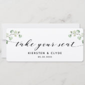 ブラックカリグラフィーグリーン　席へどうぞ　上位カード 招待状 (正面)