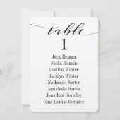 ブラックカリグラフィー結婚式席次表カード 招待状 (裏面)