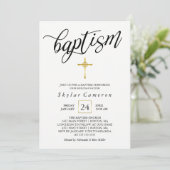 ブラックカリグラフィー ゴールドクロス 洗礼 招待状 (スタンド正面)