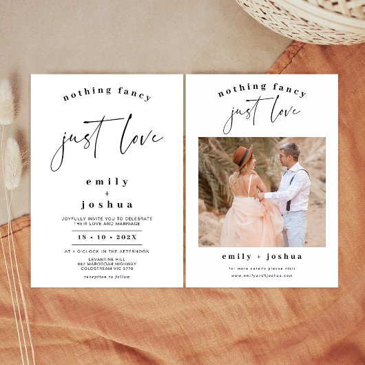 ブラックカリグラフィー　ファンシーじゃない、ただ愛を込めて ウェディング 招待状