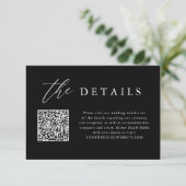 ブラックカリグラフィーQRコード結婚式詳細 エンクロージャーカード (スタンド正面)