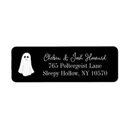 ブラックカワイイフレンドリー幽霊ハロウィーン差出人住所 ラベル