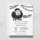 ブラックカワイイリトルラムベイビーシャワー 招待状 (正面)