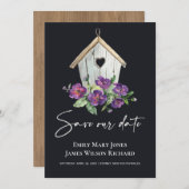 ブラックカントリー素朴パープルフローラバードハウス セーブザデート (正面/裏面)