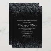 ブラックカンパニークリスマスパーティーシルバーグリッター 招待状 (正面/裏面)