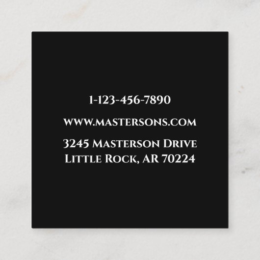 ブラックカーガレージ自動修復ホワイトタイヤリム スクエア名刺 (裏面)