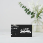 ブラックカーサービスのオートディテールミニマリストシンプル 名刺 (スタンド正面)