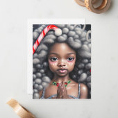 ブラックカード付きクリスマスカード小さな女の子 ノートカード (正面/裏面インサイチュ)