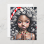 ブラックカード付きクリスマスカード小さな女の子 ノートカード (正面/裏面)