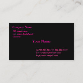 ブラックカード，ピンクフォント 名刺