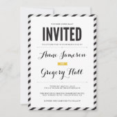 ブラックカーニバルストライプ結婚式招待状 招待状 (正面)