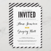 ブラックカーニバルストライプ結婚式招待状 招待状 (正面/裏面)