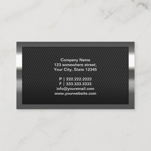 ブラックカーボンファイバーショーフールビジネスカード 名刺 (裏面)