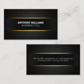 ブラックカーボンファイバーパターン黄金アクセント線 名刺 (正面/裏面)