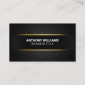 ブラックカーボンファイバーパターン黄金アクセント線 名刺 (正面)
