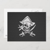 ブラックカーボンファイバー上のクロムのような海賊版 ポストカード (正面/裏面)