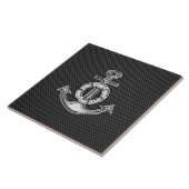 ブラックカーボンファイバー上のシルバーライフサバーいかり タイル (側面)