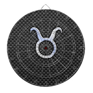 ブラックカーボンファイバー印刷の牡牛座の星座マーク ダーツボード