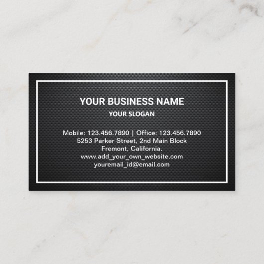 ブラックカーボンファイバー金ゴールドラグジュアリーカーヒアードショーファ 名刺 (裏面)