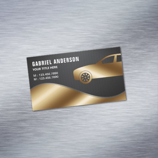 ブラックカーボンファイバー金ゴールドラグジュアリーカー採用運転手 マグネット名刺 (インサイチュ)