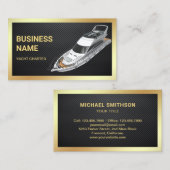 ブラックカーボンファイバー金ゴールドラグジュアリーヨットチャーター 名刺 (正面/裏面)