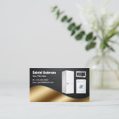 ブラックカーボンファイバー金ゴールド家電製品の修理 名刺 (スタンド正面)