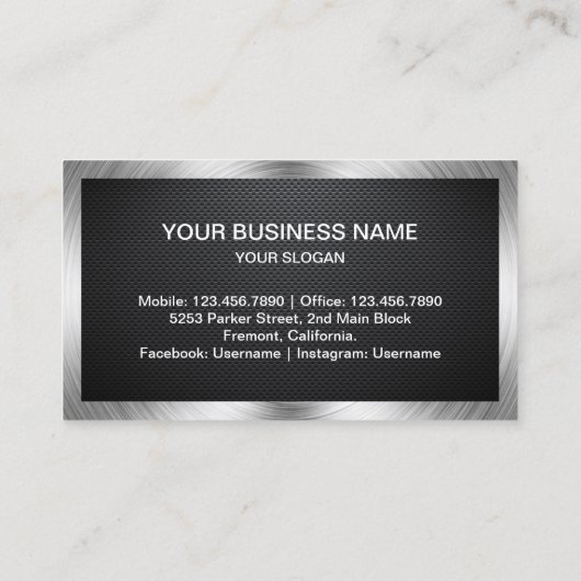 ブラックカーボンファイバー鋼家電製品の修理 名刺 (裏面)