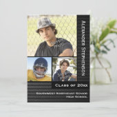 ブラックカーボンファイバー3フォトボーイズ卒業 招待状 (スタンド正面)