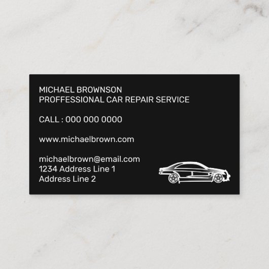 ブラックカーロゴ自動車整備士ドライバー 名刺 (裏面)