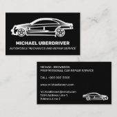 ブラックカーロゴ自動車整備士ドライバー 名刺 (正面/裏面)