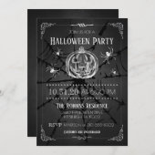 ブラックカ不気味ンプキンズスパイダーウェブハローウィンパーティ 招待状 (正面/裏面)