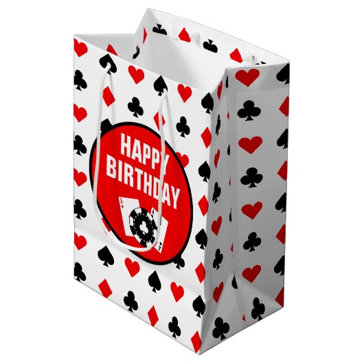ブラックカ赤と白ジノチップス&カード ミディアムペーパーバッグ (正面アングル)